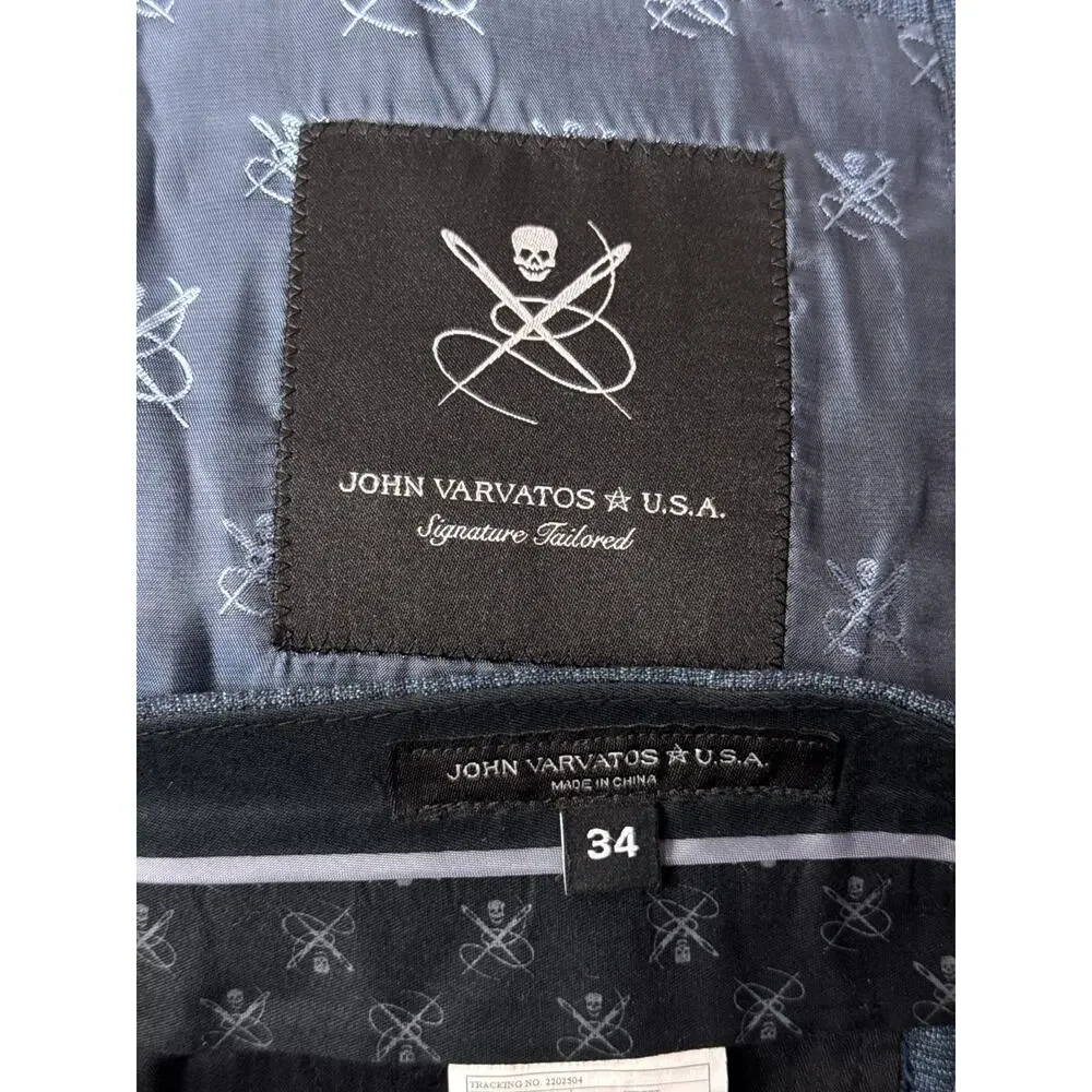 John Varvatos Signature Tailored Suit 42 R Mens Bleeker Blue Italian Wool